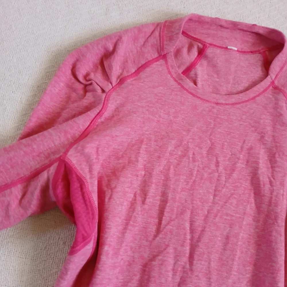 lululemon ♡ think fast long sleeve 12 pink gym athleisure barbie fitness neon
